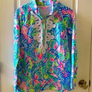 Lilly Pulitzer woman’s long sleeve tunic popover Mermaids Cove size Small